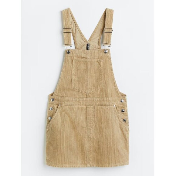 Asos - Bib Style Corduroy Overall Dress in color Oat (Beige) - sz 10 - Picture 3 of 10